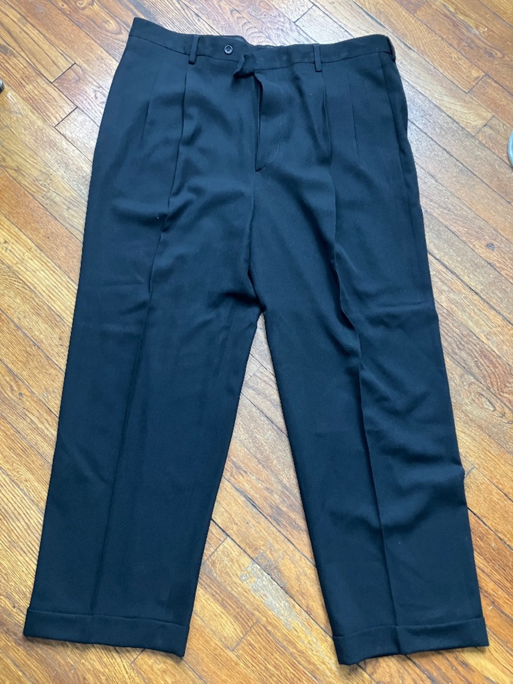 Banana Republic Men's 38L 100% Wool Pleated Dress Pants Made in Italy Black